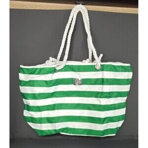NWT Bang & Carsen Large Green Striped Beach Bag Rope Handles RV $59